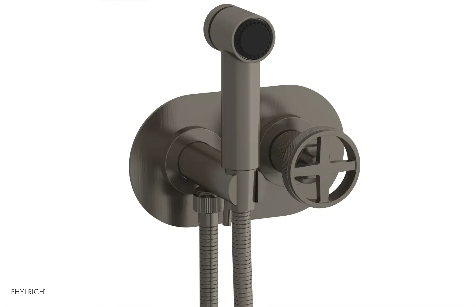 Phylrich Dustrie Knurled Wall Mounted Bidet with Cross Handle by Phylrich