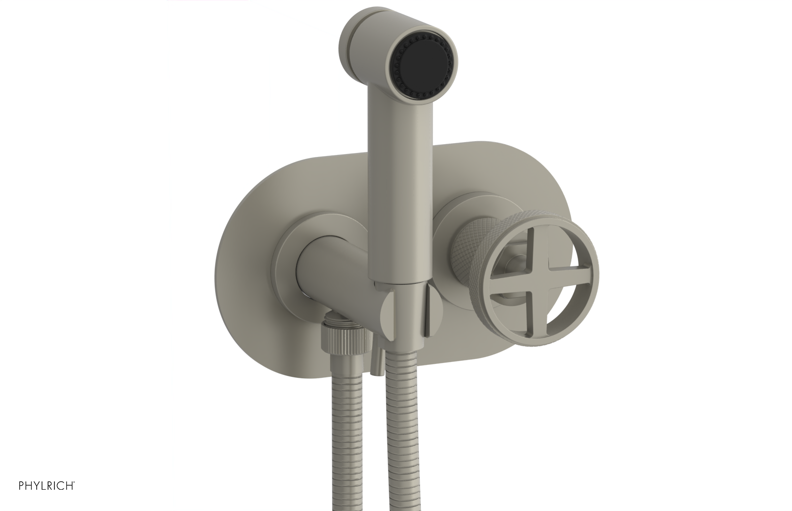 Phylrich Dustrie Knurled Wall Mounted Bidet with Cross Handle