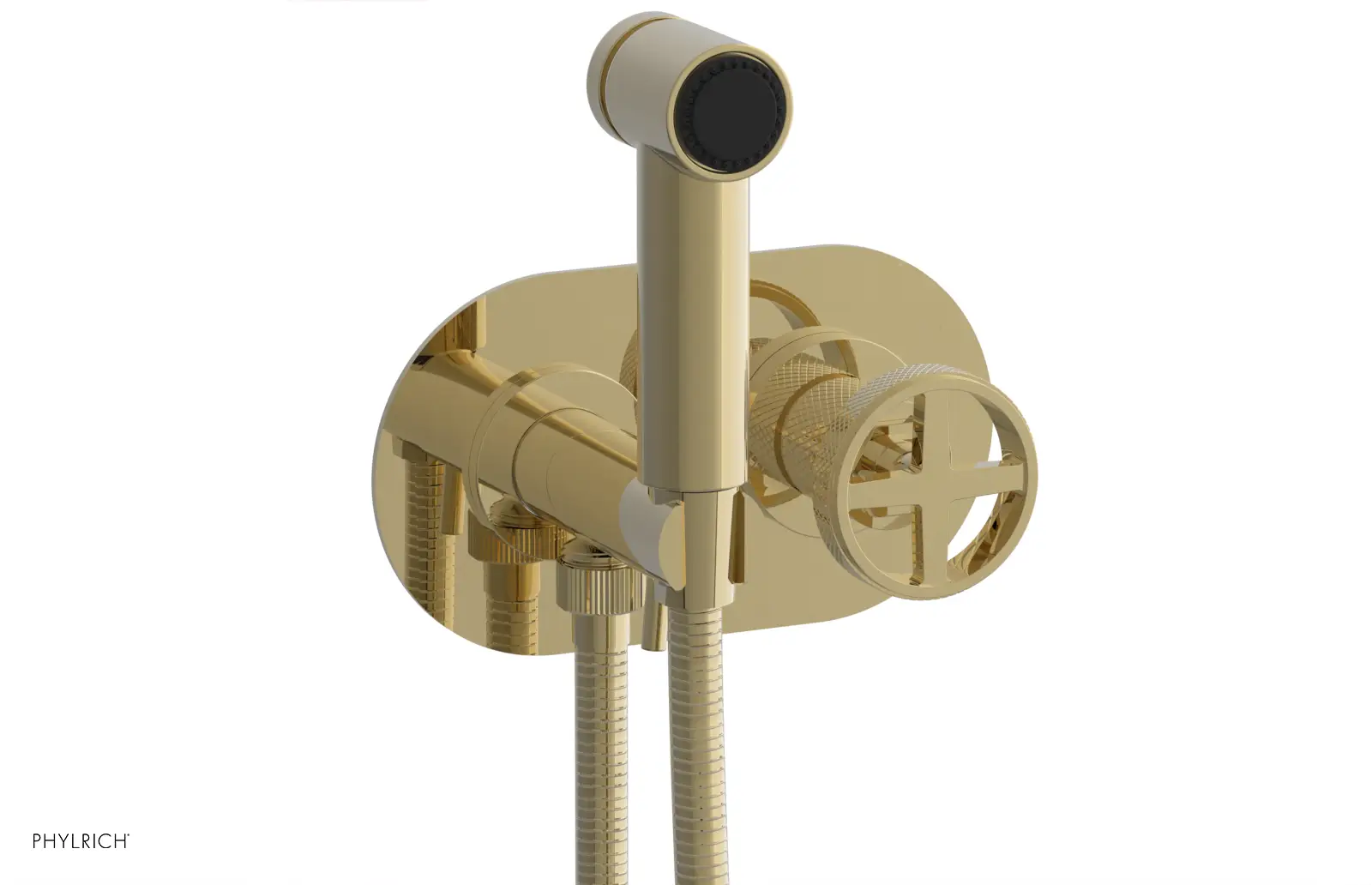 Phylrich Dustrie Knurled Wall Mounted Bidet with Cross Handle by Phylrich