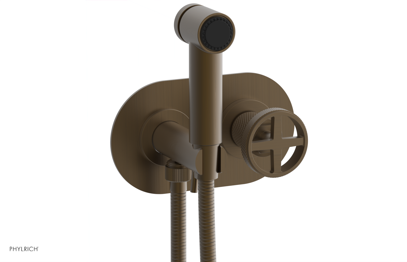 Phylrich Dustrie Knurled Wall Mounted Bidet with Cross Handle by Phylrich