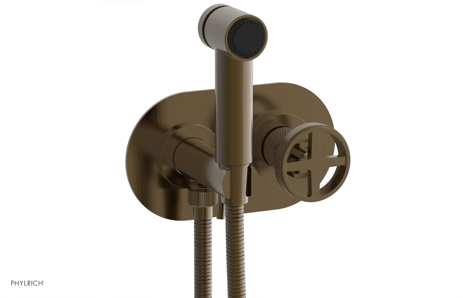 Phylrich Dustrie Knurled Wall Mounted Bidet with Cross Handle by Phylrich
