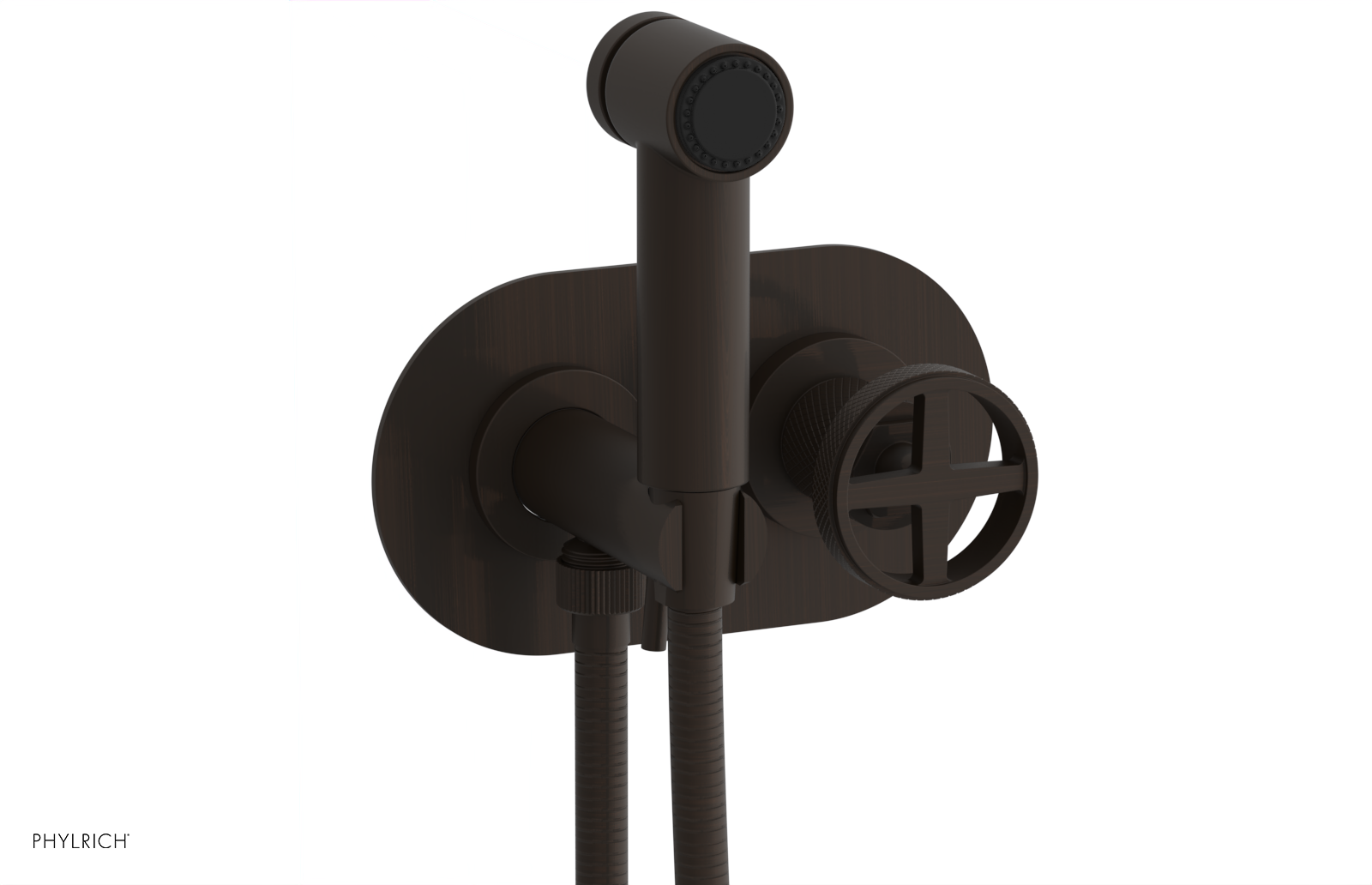 Phylrich Dustrie Knurled Wall Mounted Bidet with Cross Handle by Phylrich