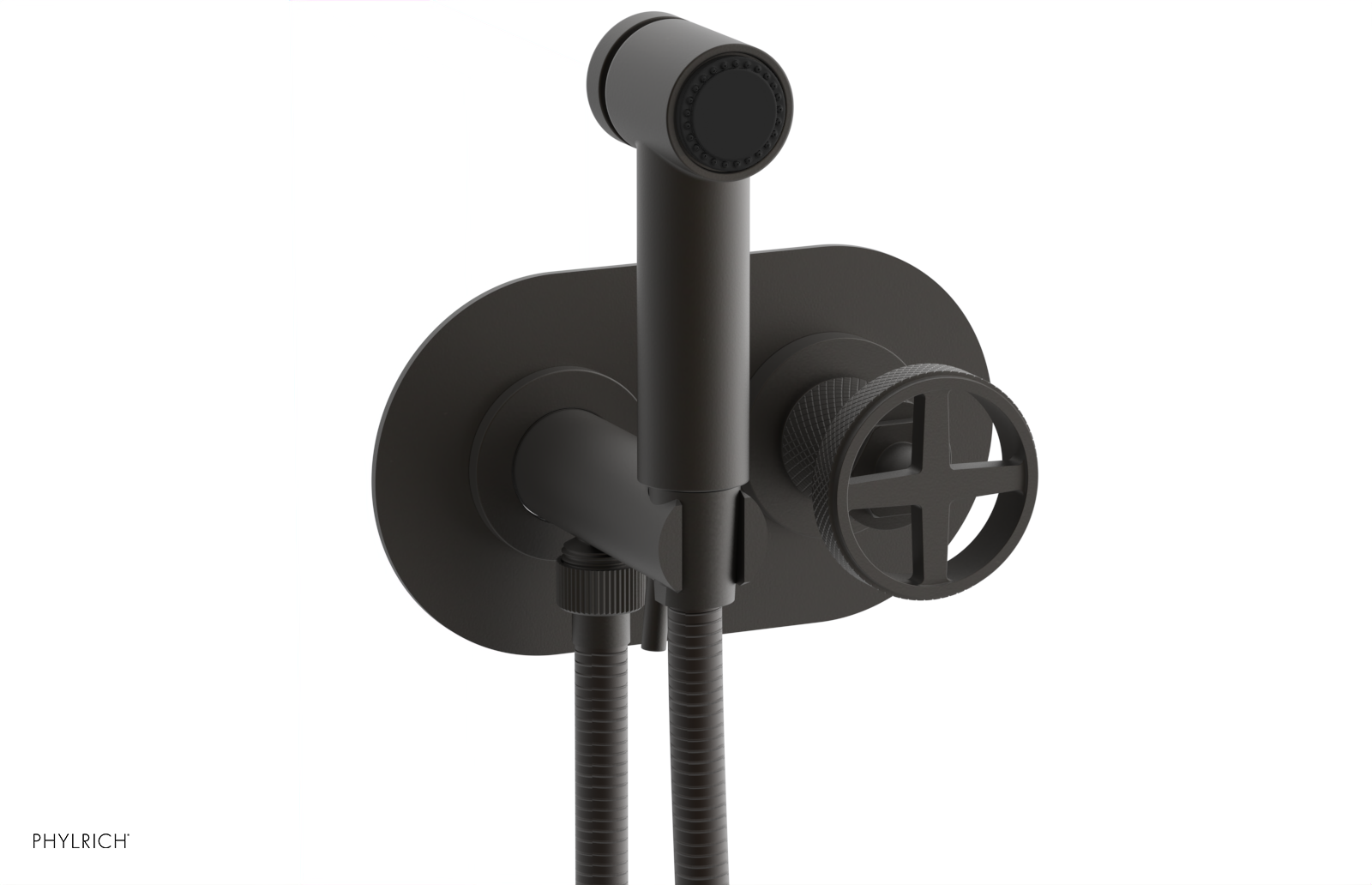 Phylrich Dustrie Knurled Wall Mounted Bidet with Cross Handle