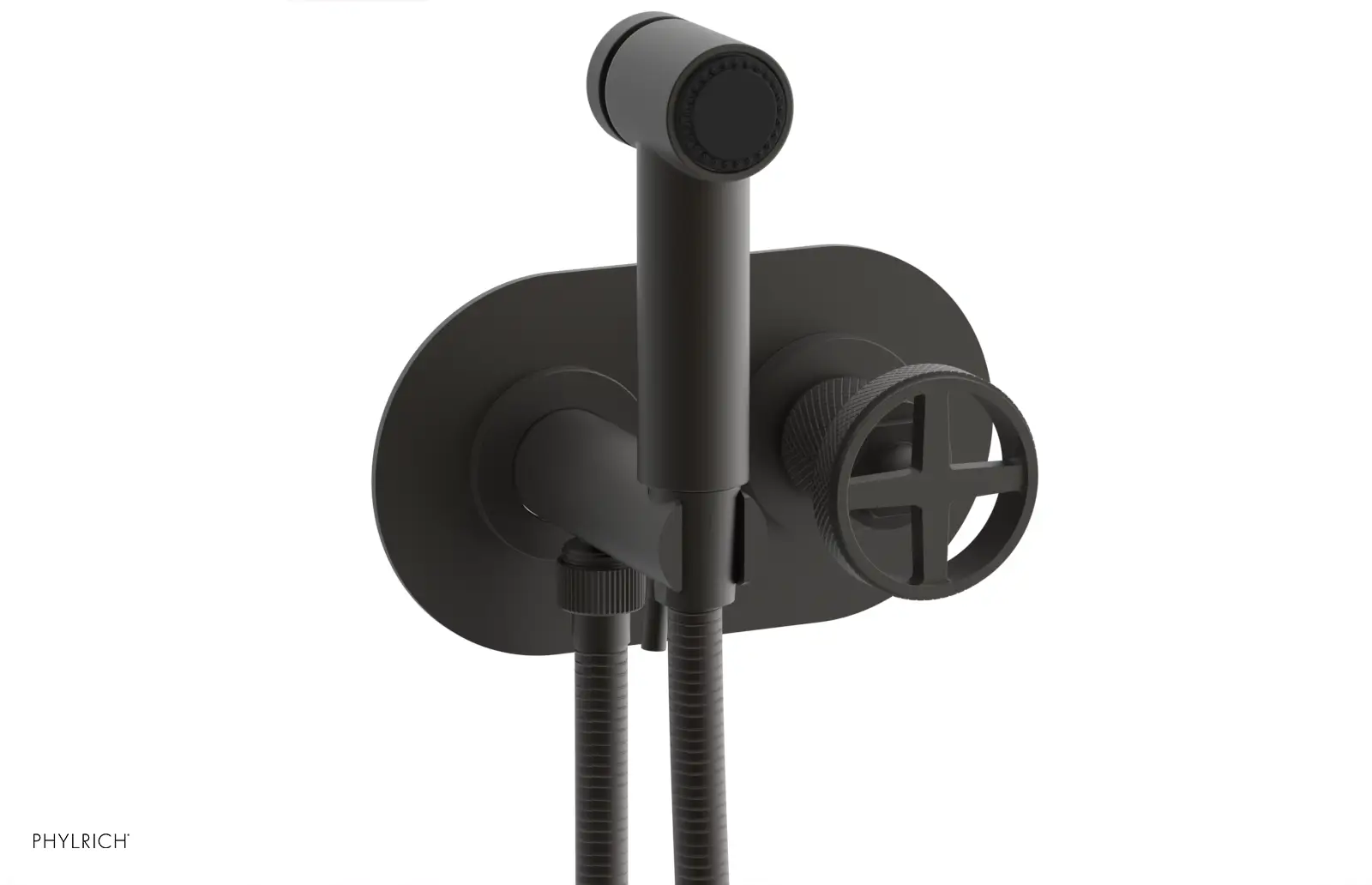 Phylrich Dustrie Knurled Wall Mounted Bidet with Cross Handle by Phylrich