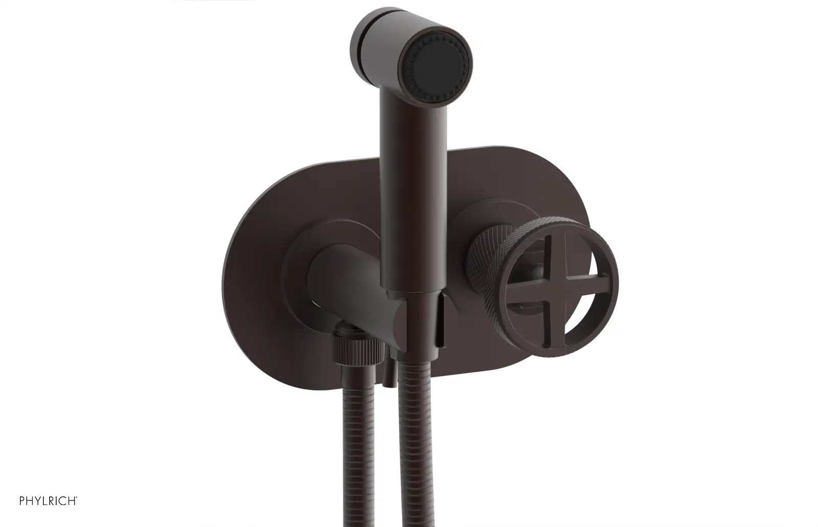 Phylrich Dustrie Knurled Wall Mounted Bidet with Cross Handle by Phylrich