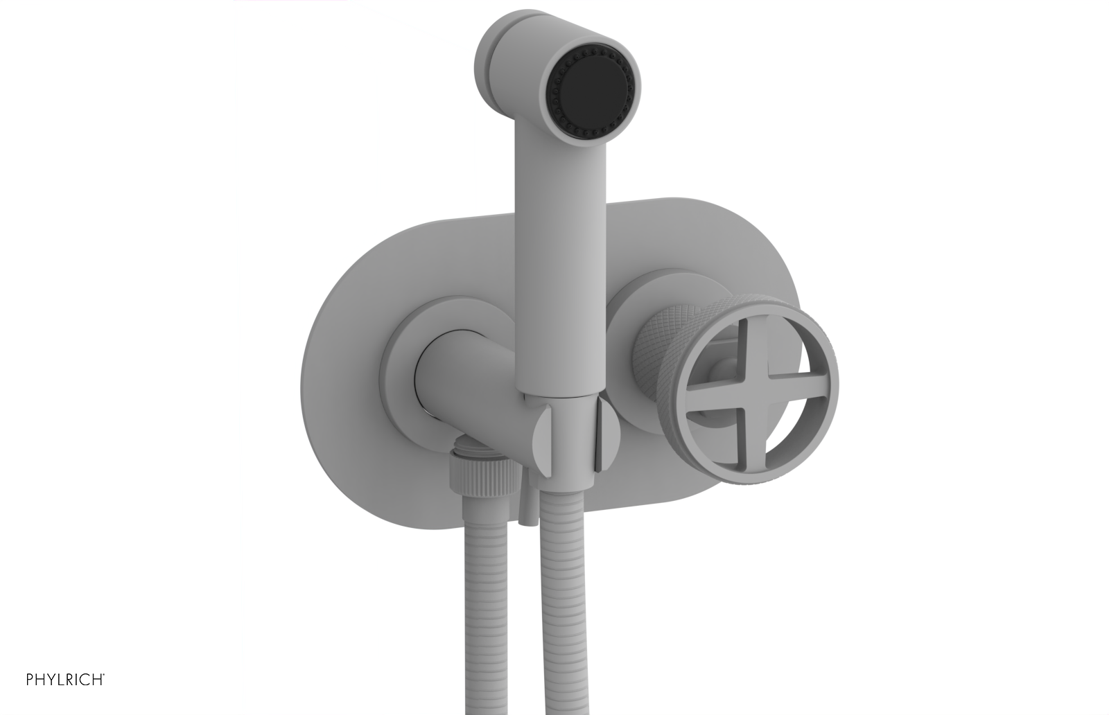 Phylrich Dustrie Knurled Wall Mounted Bidet with Cross Handle by Phylrich