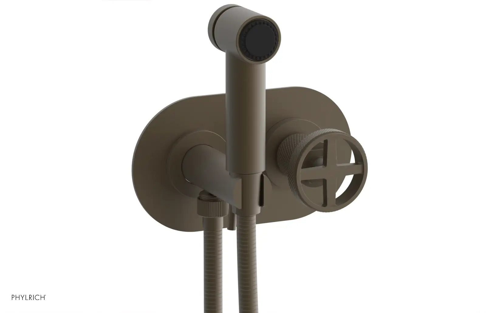 Phylrich Dustrie Knurled Wall Mounted Bidet with Cross Handle by Phylrich
