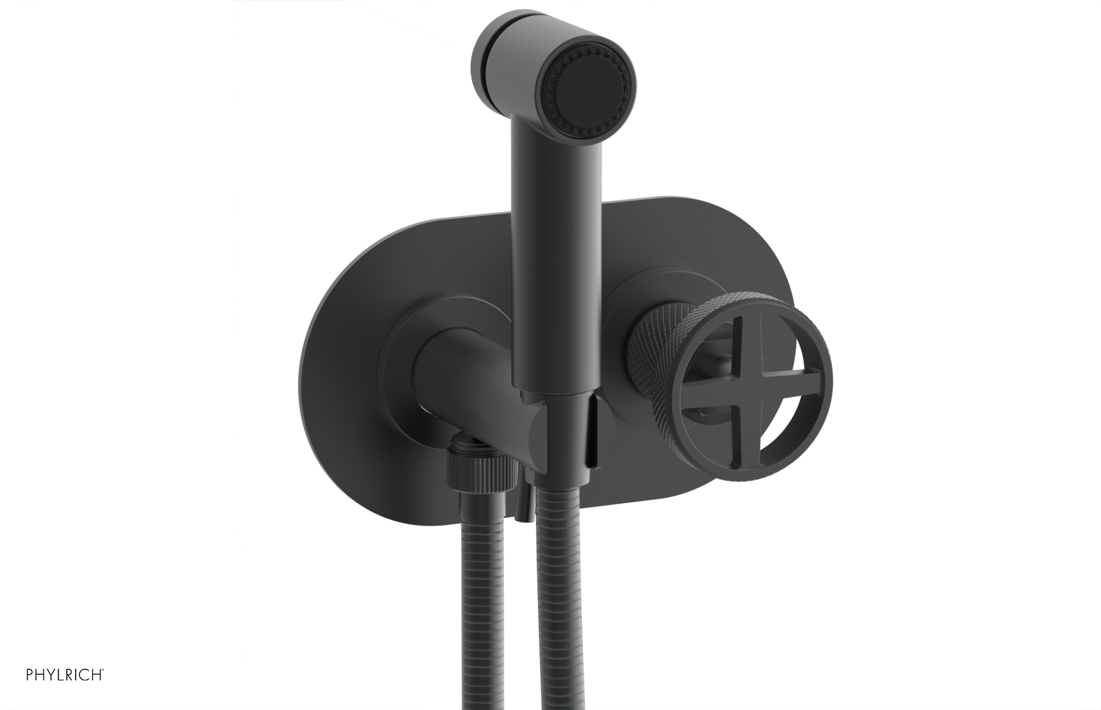 Phylrich Dustrie Knurled Wall Mounted Bidet with Cross Handle