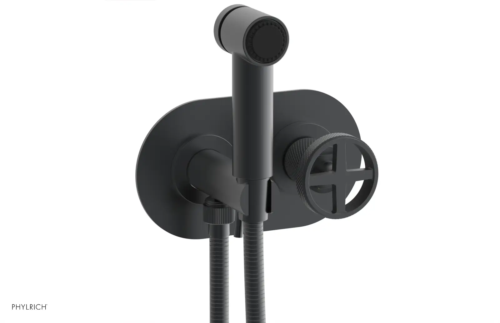 Phylrich Dustrie Knurled Wall Mounted Bidet with Cross Handle by Phylrich