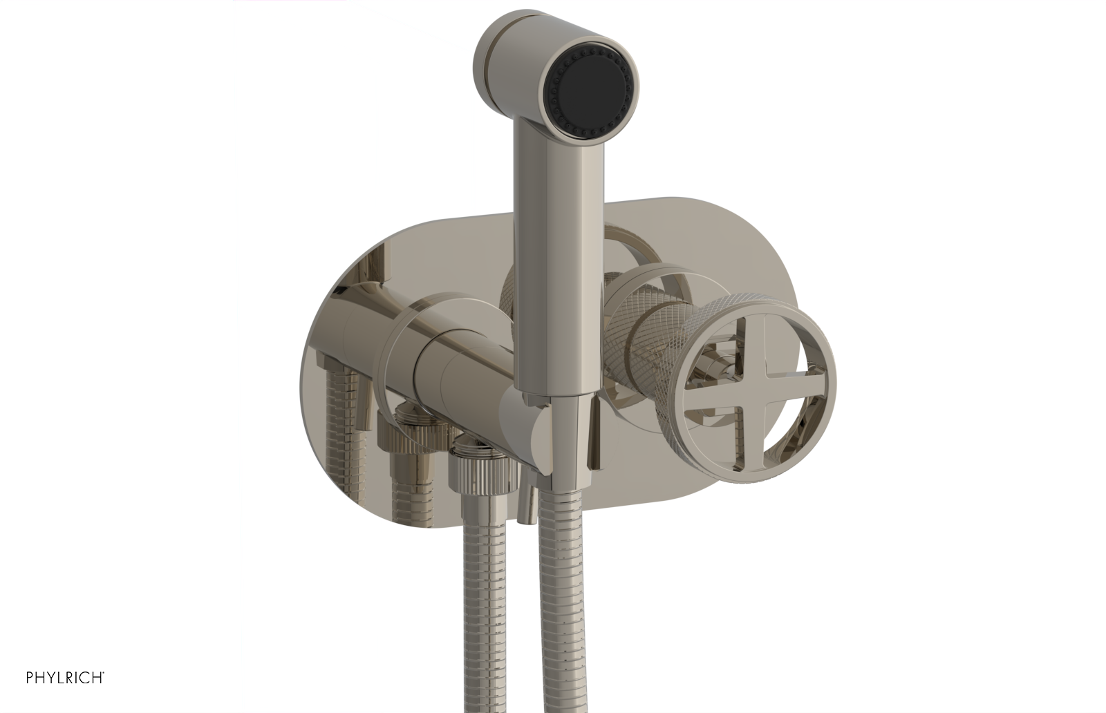 Phylrich Dustrie Knurled Wall Mounted Bidet with Cross Handle by Phylrich