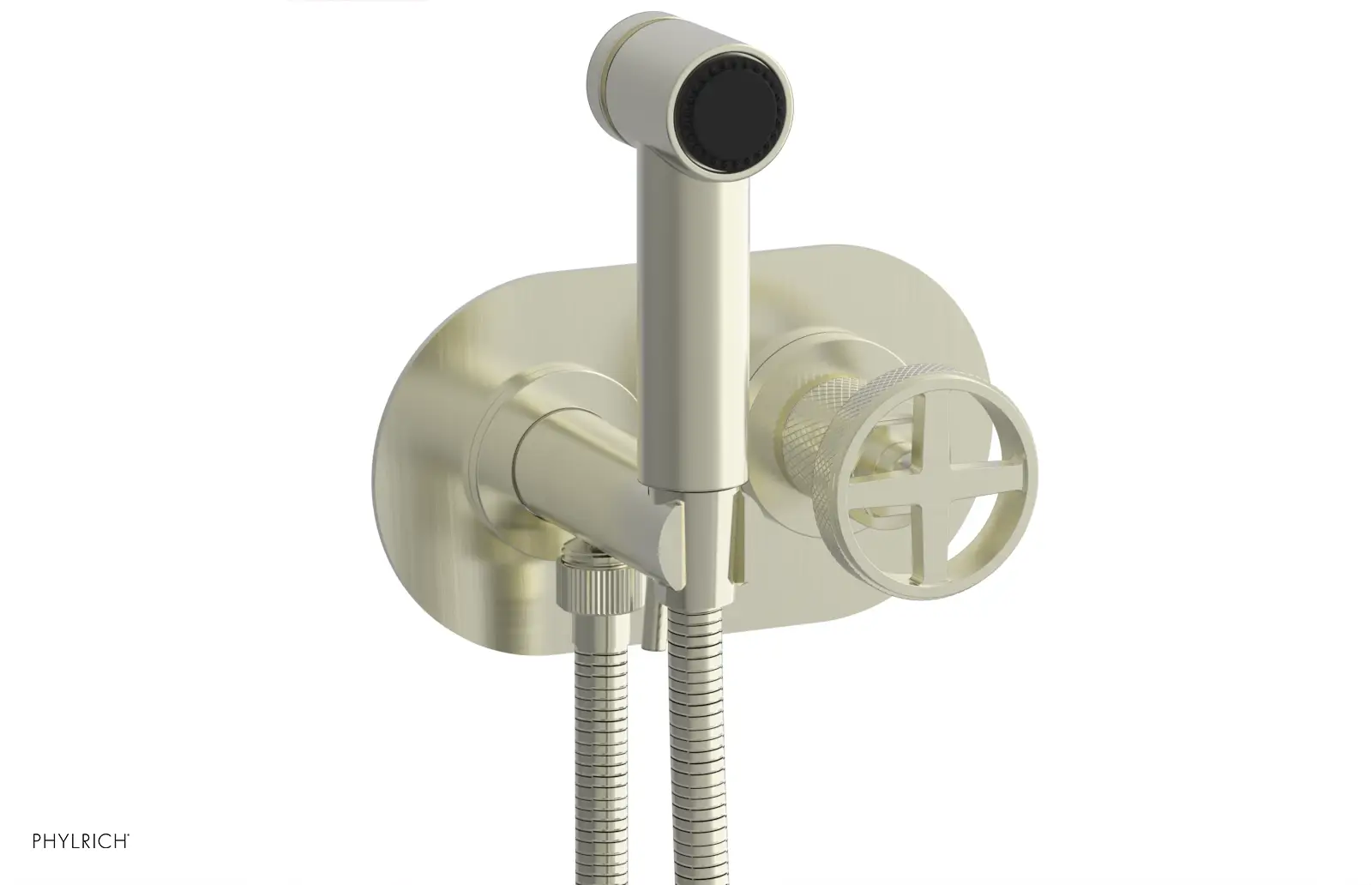 Phylrich Dustrie Knurled Wall Mounted Bidet with Cross Handle by Phylrich