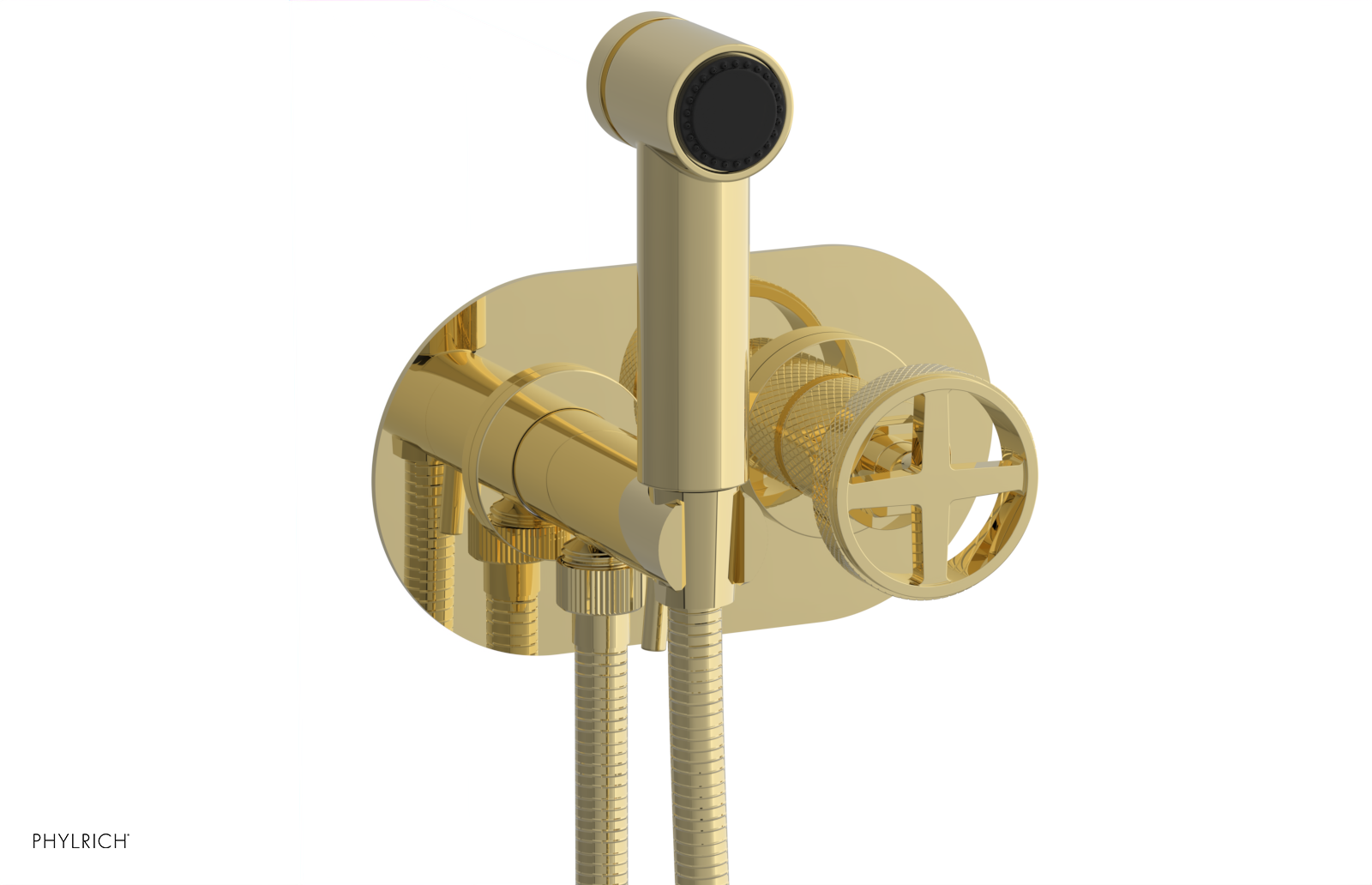 Phylrich Dustrie Knurled Wall Mounted Bidet with Cross Handle by Phylrich
