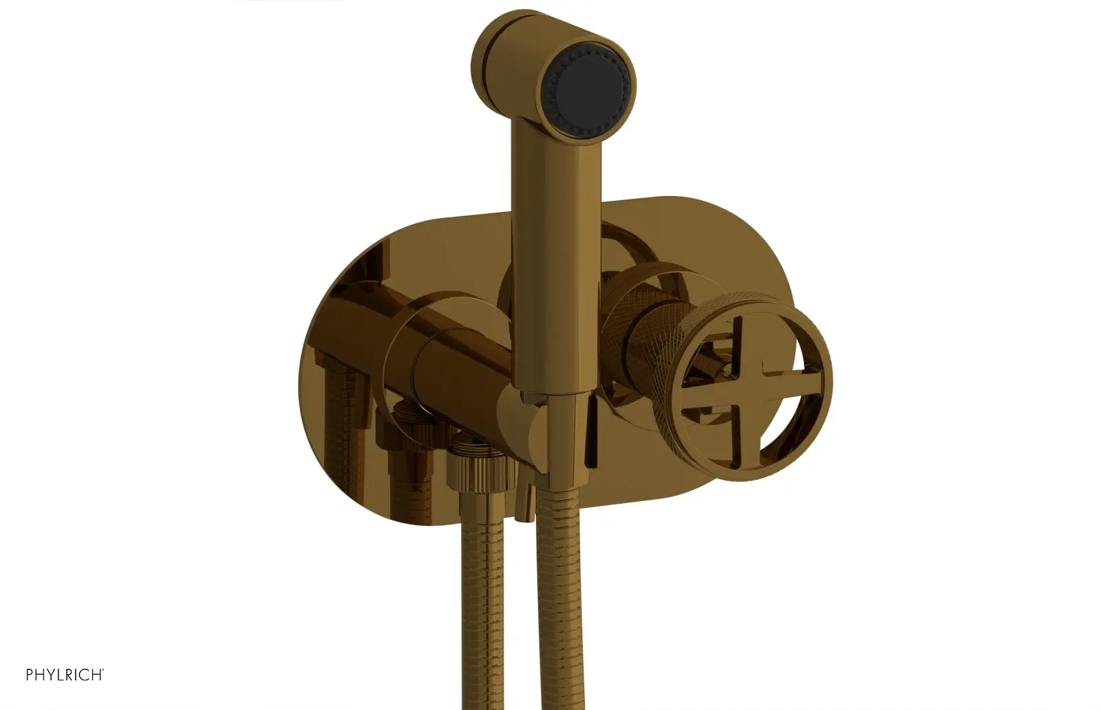 Phylrich Dustrie Knurled Wall Mounted Bidet with Cross Handle by Phylrich