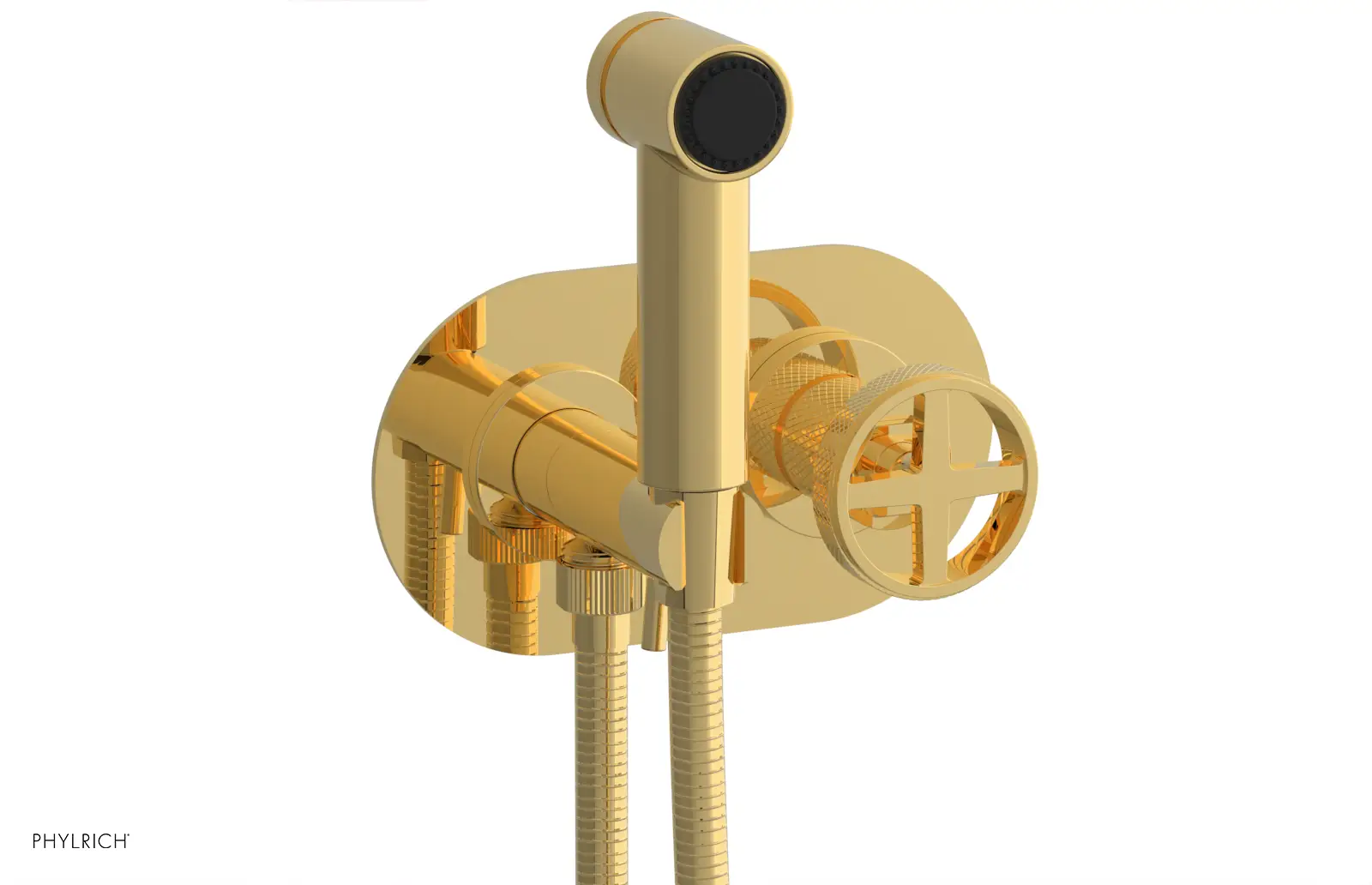 Phylrich Dustrie Knurled Wall Mounted Bidet with Cross Handle by Phylrich