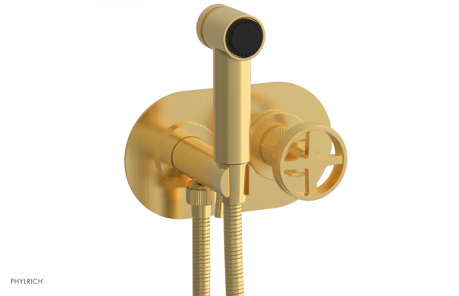 Phylrich Dustrie Knurled Wall Mounted Bidet with Cross Handle by Phylrich