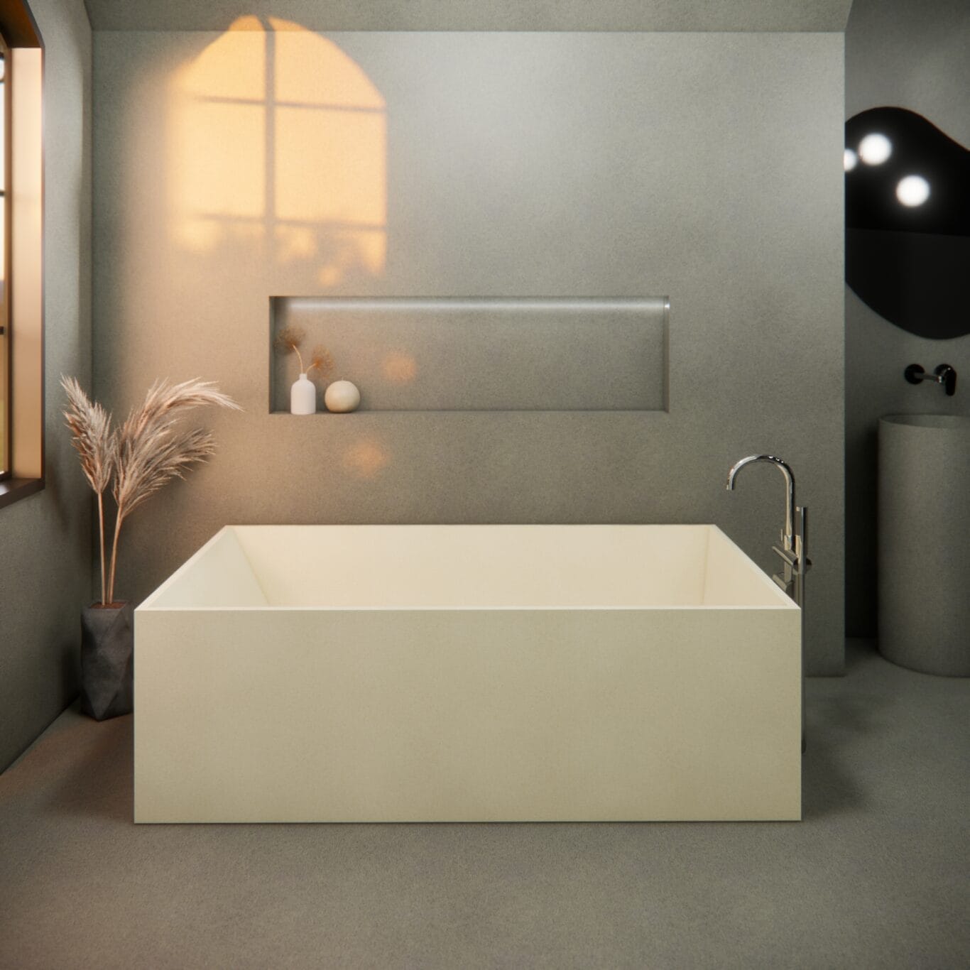 Balux Brek 66 Rectangular Concrete Freestanding Bathtub by Balux