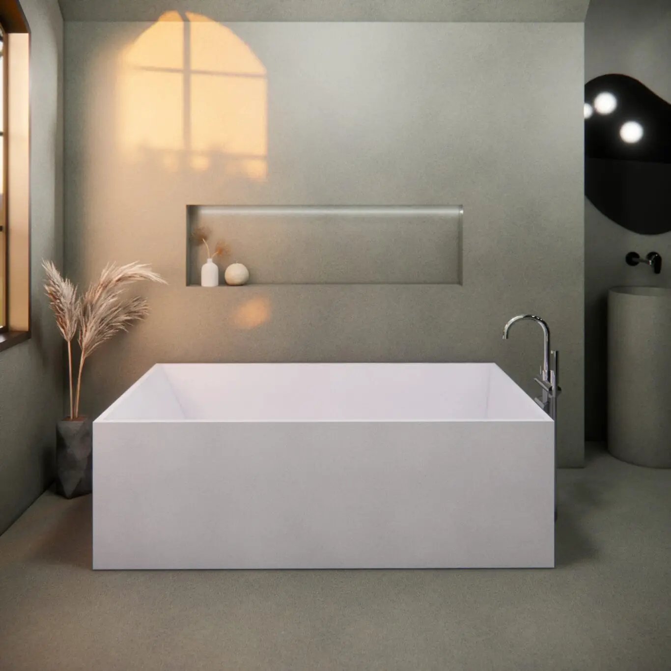 Balux Brek 72 Rectangular Concrete Freestanding Bathtub by Balux