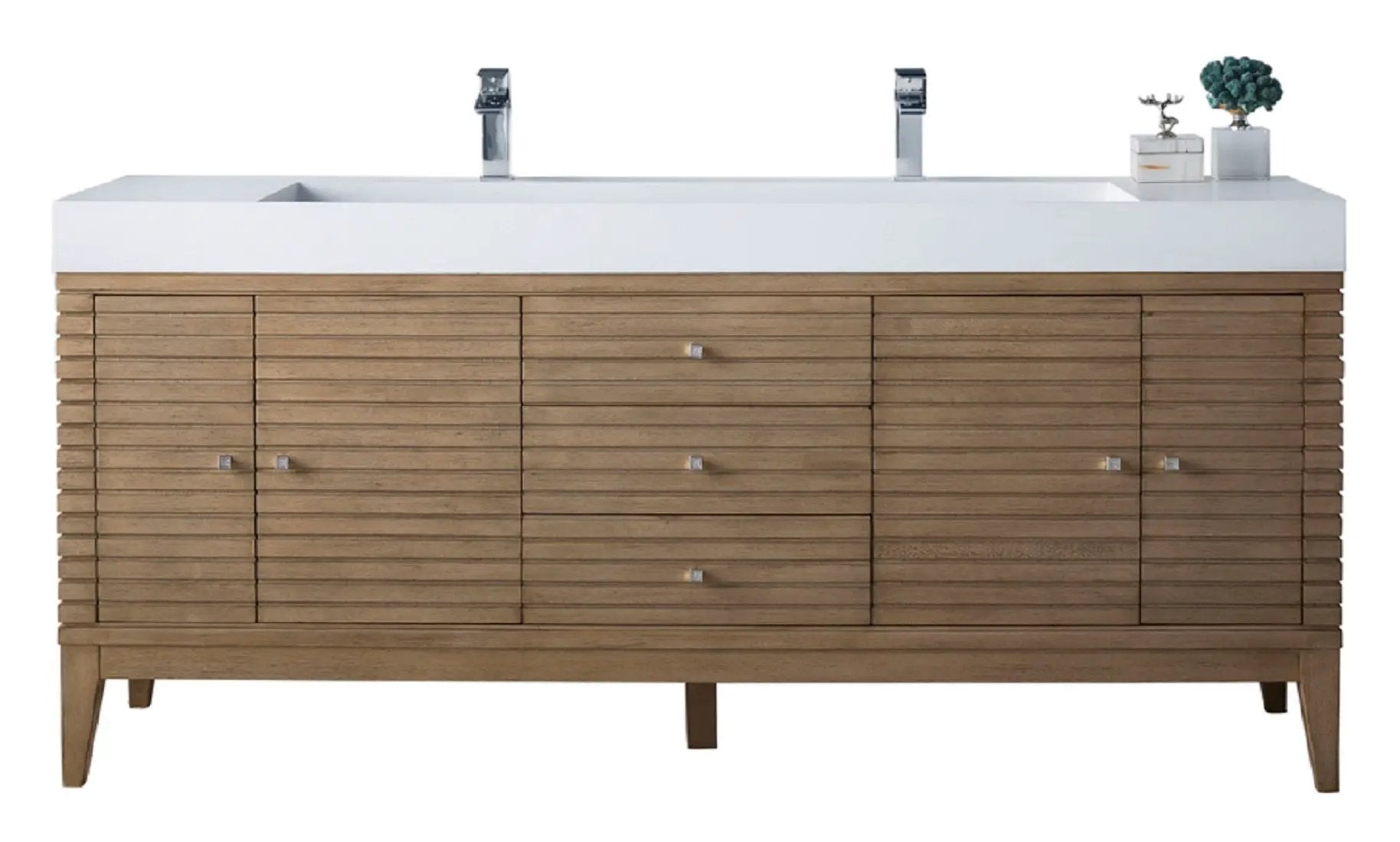 James Martin Linear 72" Double Vanity Set - Whitewashed Walnut by James Martin Vanities