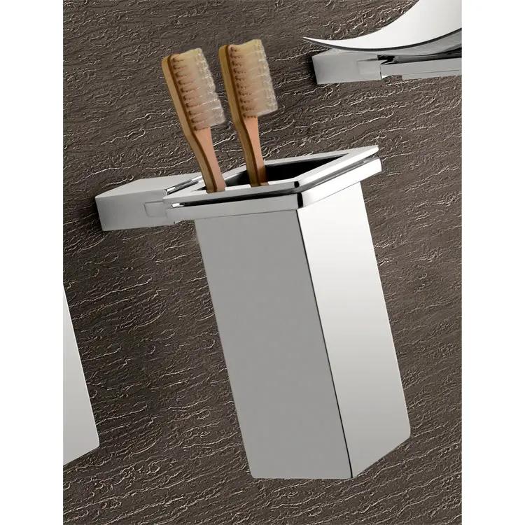 polished chrome toothbrush holder