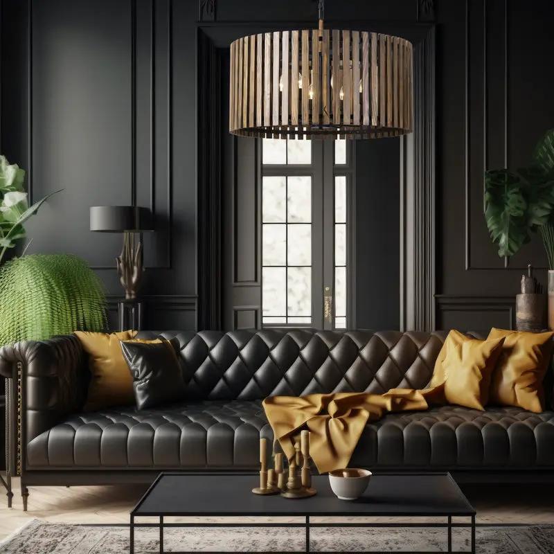 matte black/medium walnut pendant light