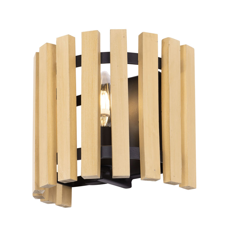 matte black/honey blonde wall mount light