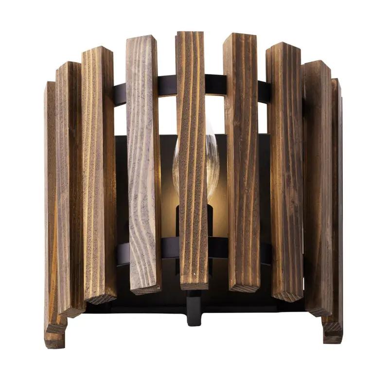 matte black/medium walnut wall mount light