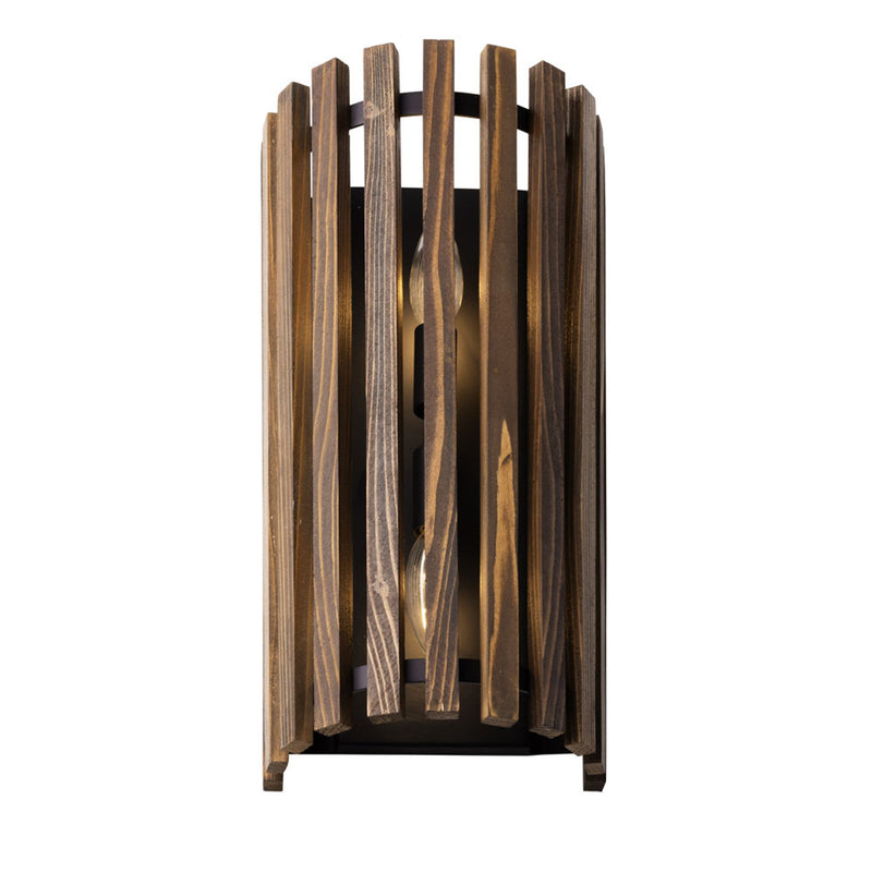 matte black/medium walnut wall mount light