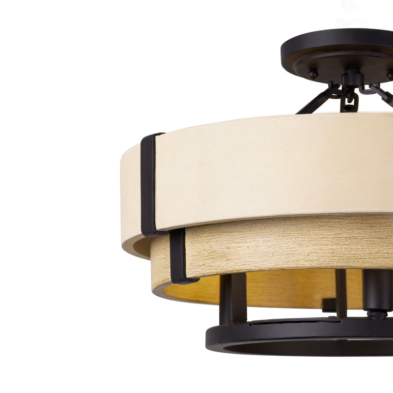 matte black/honey/medium oak ceiling mount light