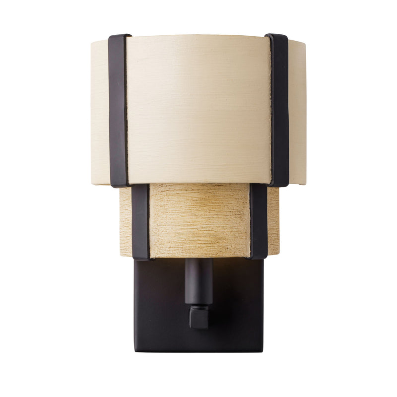 matte black/honey/medium oak wall mount light
