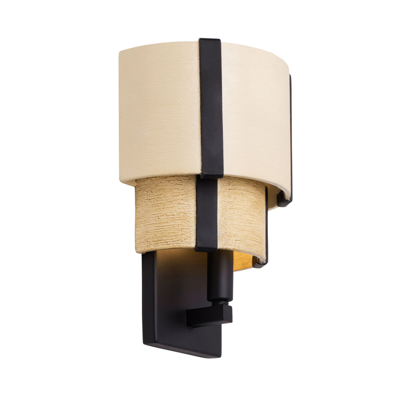 matte black/honey/medium oak wall mount light