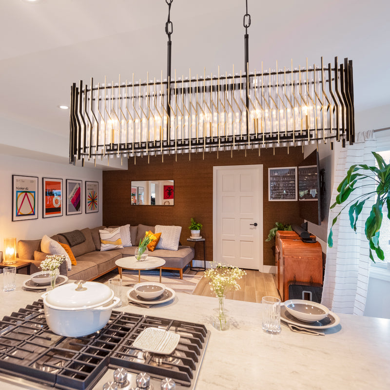 matte black/french gold chandelier