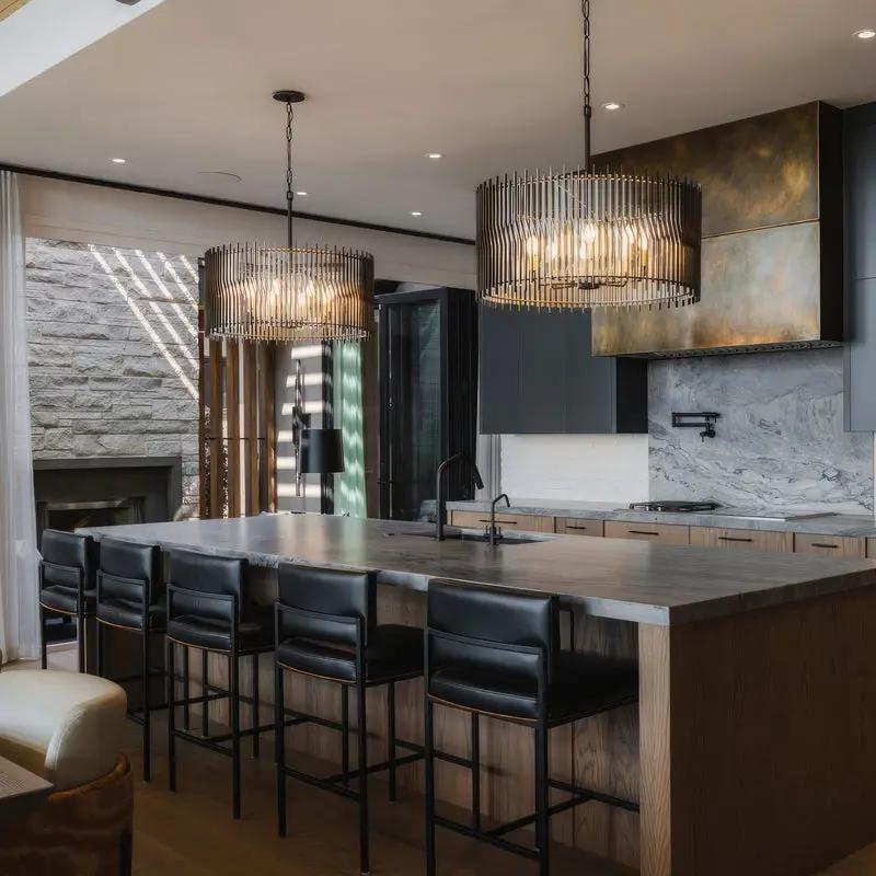 matte black/french gold pendant light