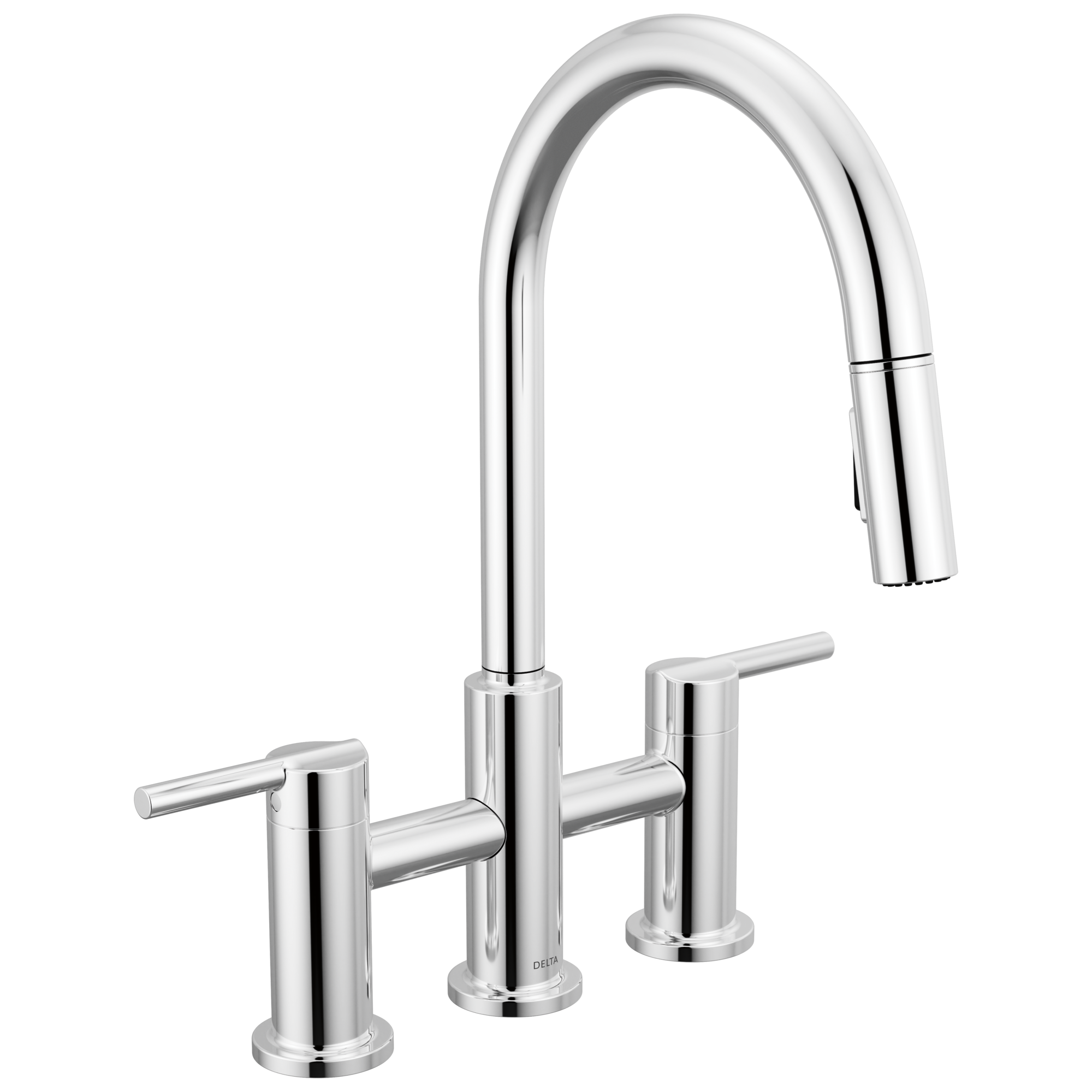Delta Nicoli Two Handle Pull-Down Bridge Kitchen Faucet by Delta