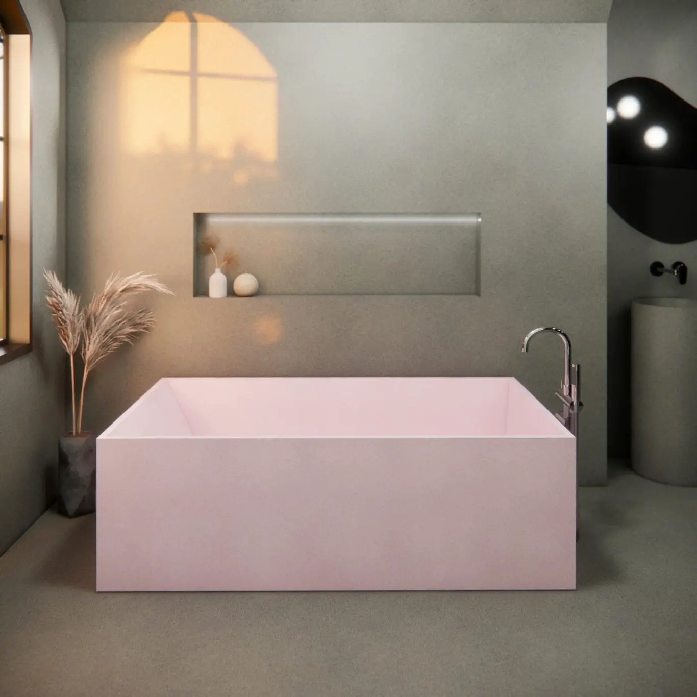 Balux Brek 72 Rectangular Concrete Freestanding Bathtub by Balux