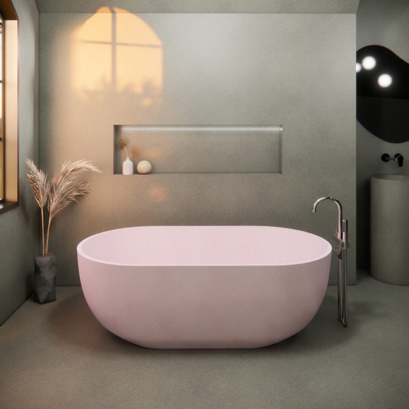 Balux Ola 66 Oval Concrete Freestanding Bathtub by Balux