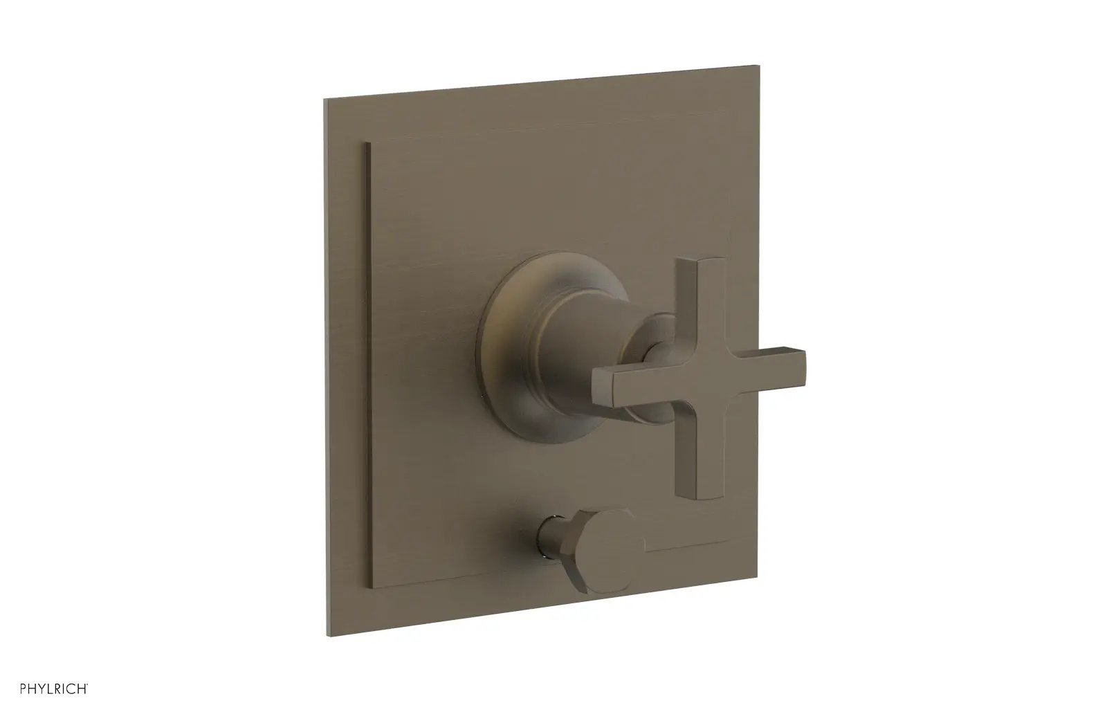 Phylrich HEX MODERN Pressure Balance Shower Plate with Diverter and Handle Trim Set - Cross Handle by Phylrich