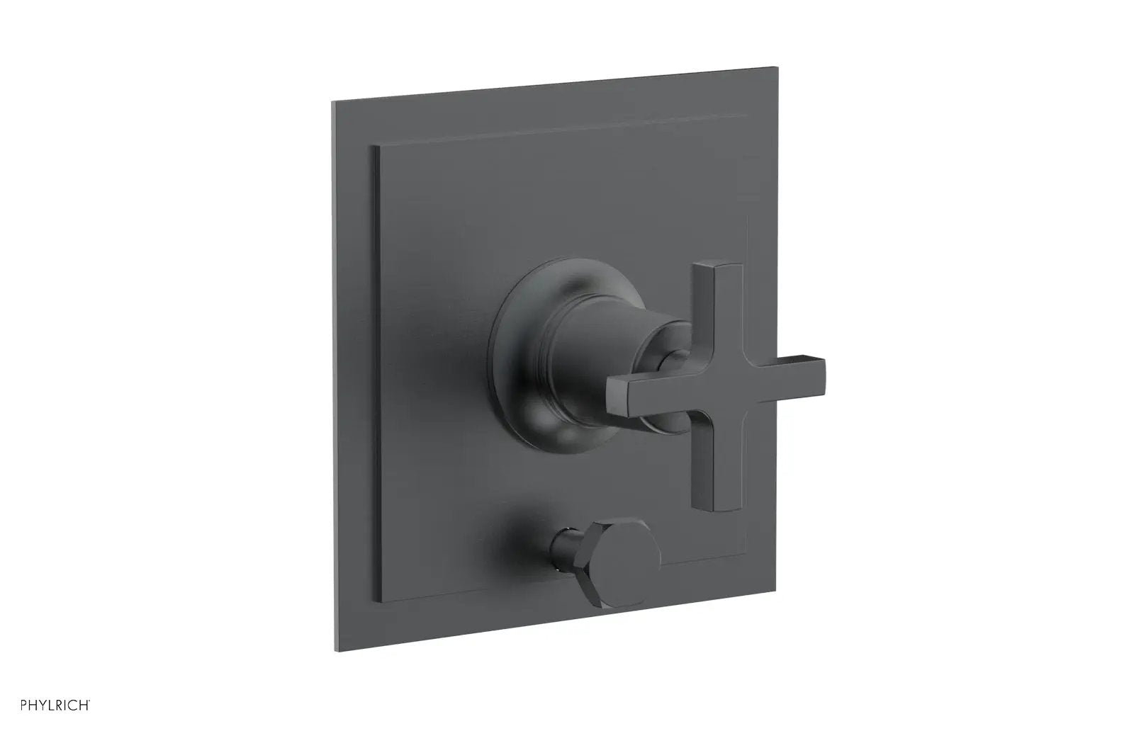 Phylrich HEX MODERN Pressure Balance Shower Plate with Diverter and Handle Trim Set - Cross Handle by Phylrich