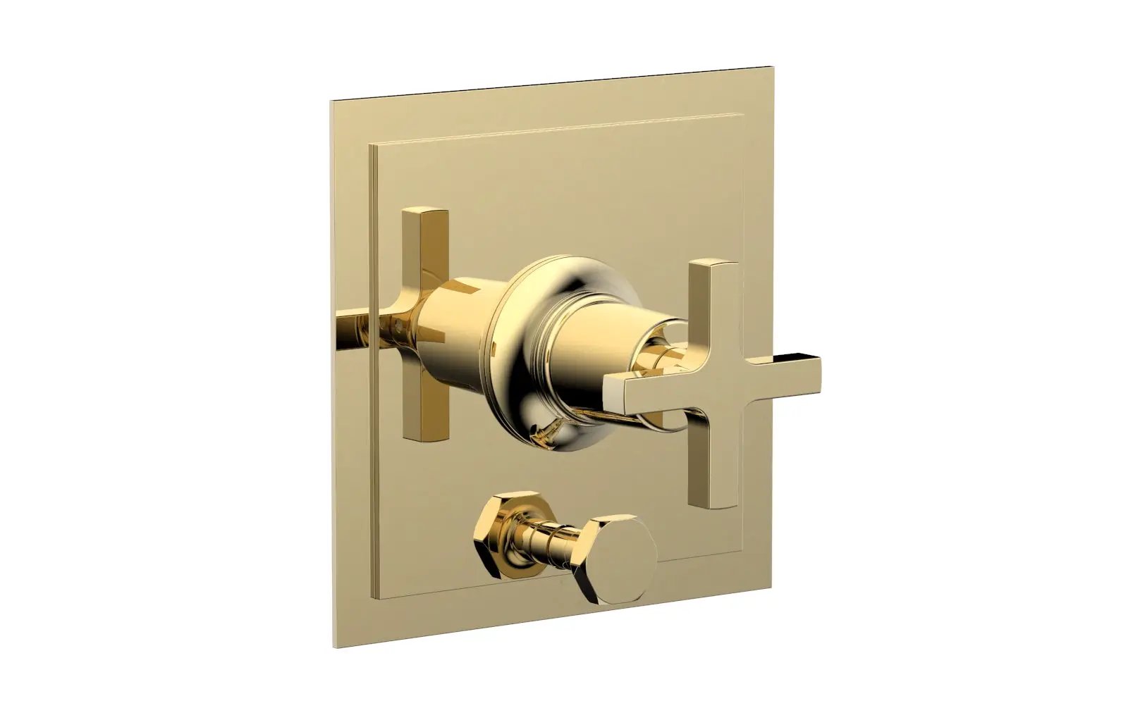 Phylrich HEX MODERN Pressure Balance Shower Plate with Diverter and Handle Trim Set - Cross Handle by Phylrich