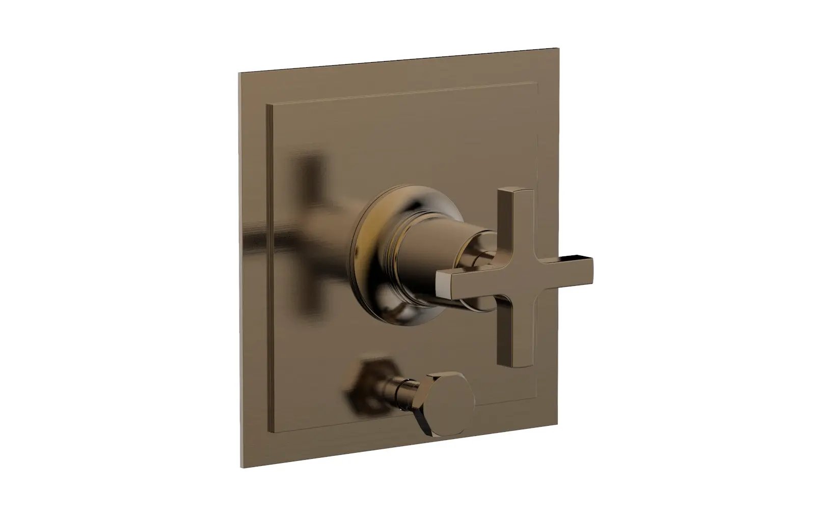 Phylrich HEX MODERN Pressure Balance Shower Plate with Diverter and Handle Trim Set - Cross Handle by Phylrich
