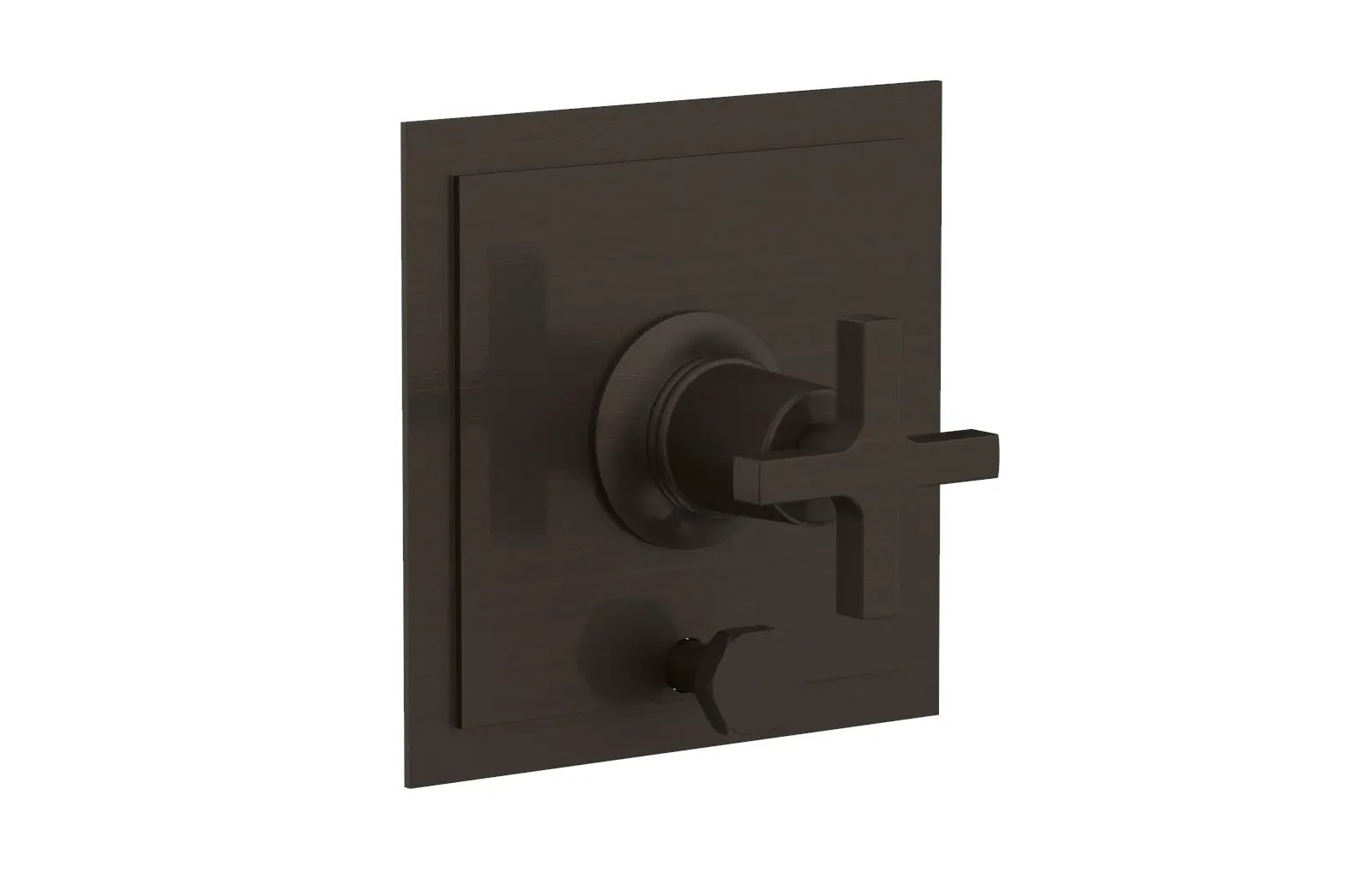 Phylrich HEX MODERN Pressure Balance Shower Plate with Diverter and Handle Trim Set - Cross Handle by Phylrich