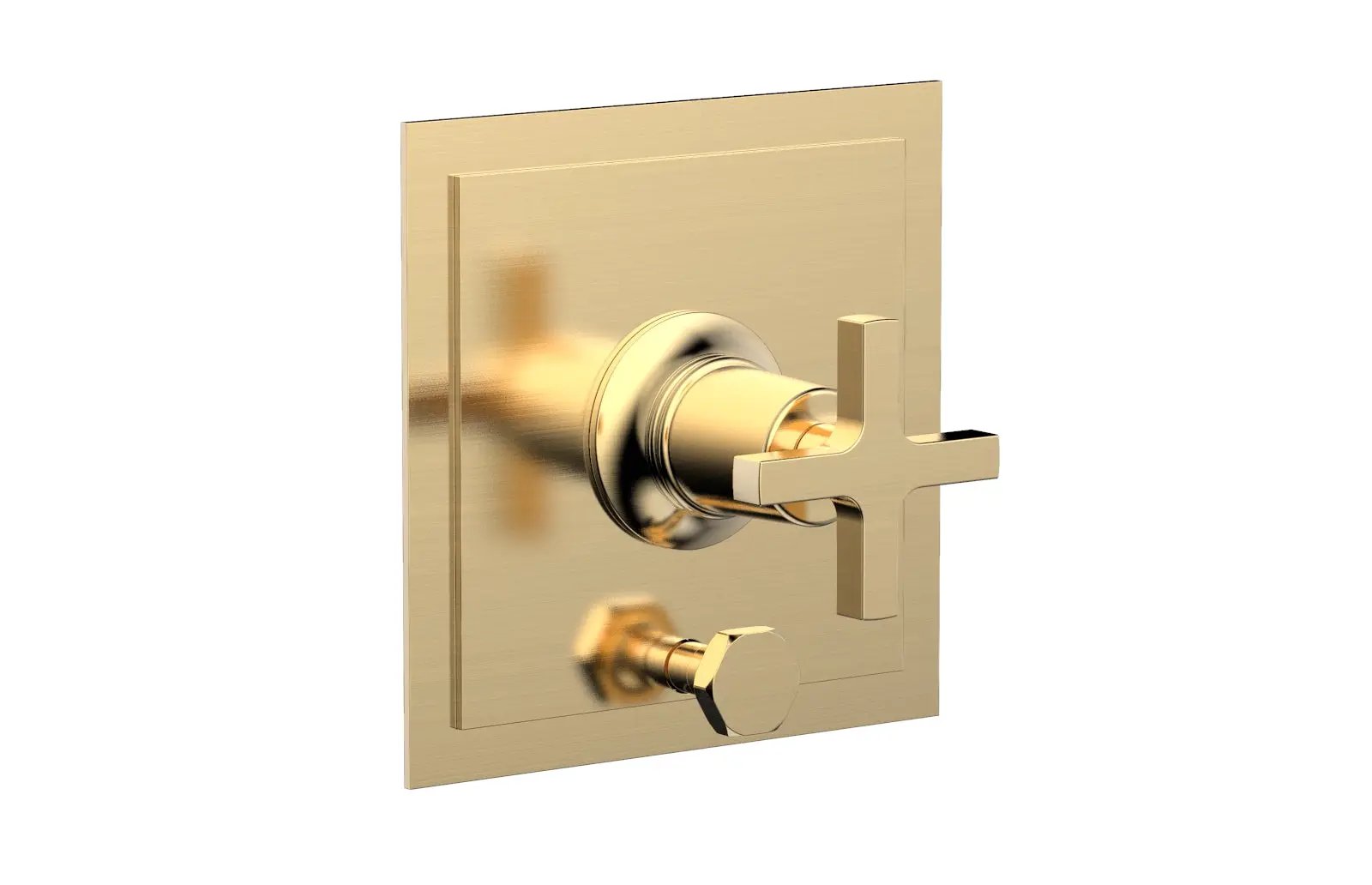 Phylrich HEX MODERN Pressure Balance Shower Plate with Diverter and Handle Trim Set - Cross Handle by Phylrich