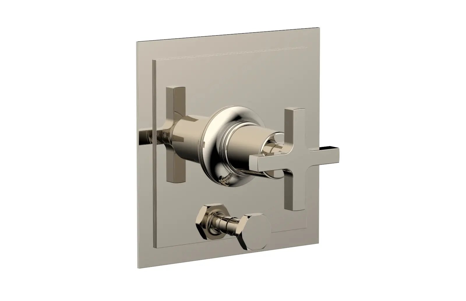 Phylrich HEX MODERN Pressure Balance Shower Plate with Diverter and Handle Trim Set - Cross Handle by Phylrich