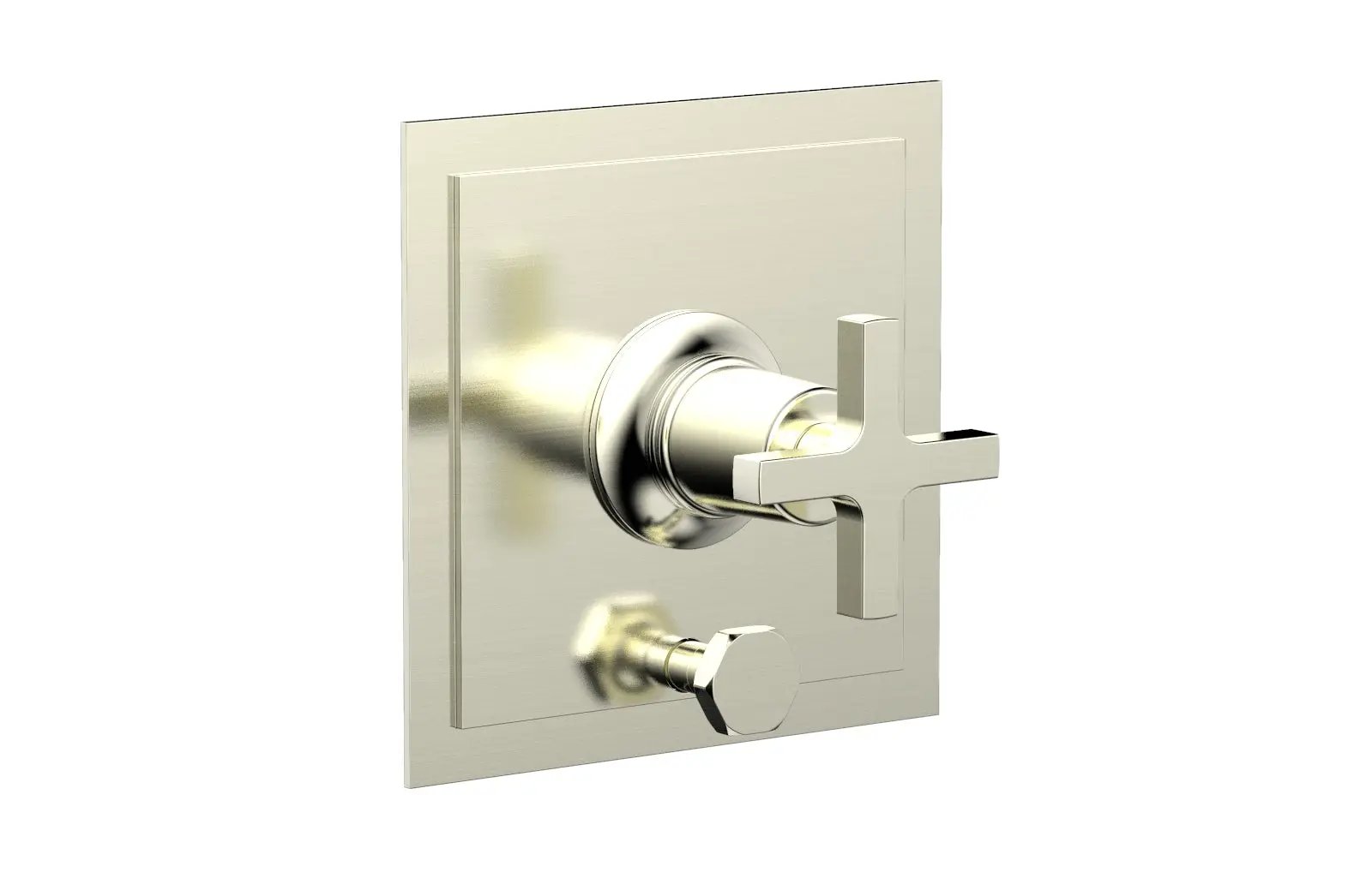 Phylrich HEX MODERN Pressure Balance Shower Plate with Diverter and Handle Trim Set - Cross Handle by Phylrich