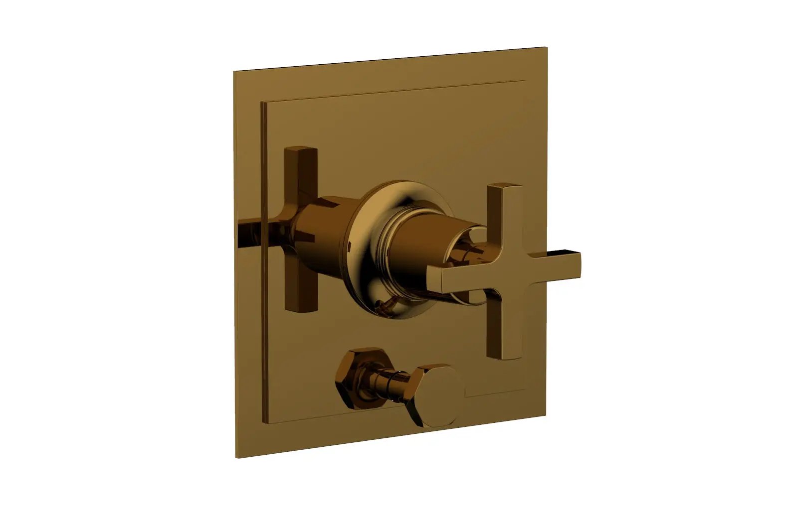 Phylrich HEX MODERN Pressure Balance Shower Plate with Diverter and Handle Trim Set - Cross Handle by Phylrich