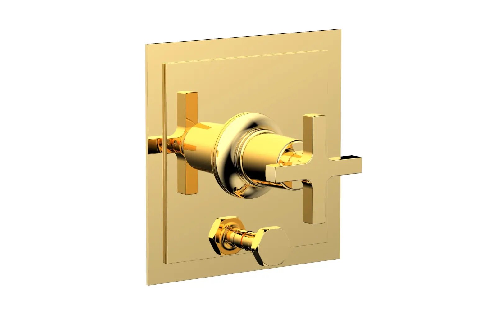 Phylrich HEX MODERN Pressure Balance Shower Plate with Diverter and Handle Trim Set - Cross Handle by Phylrich