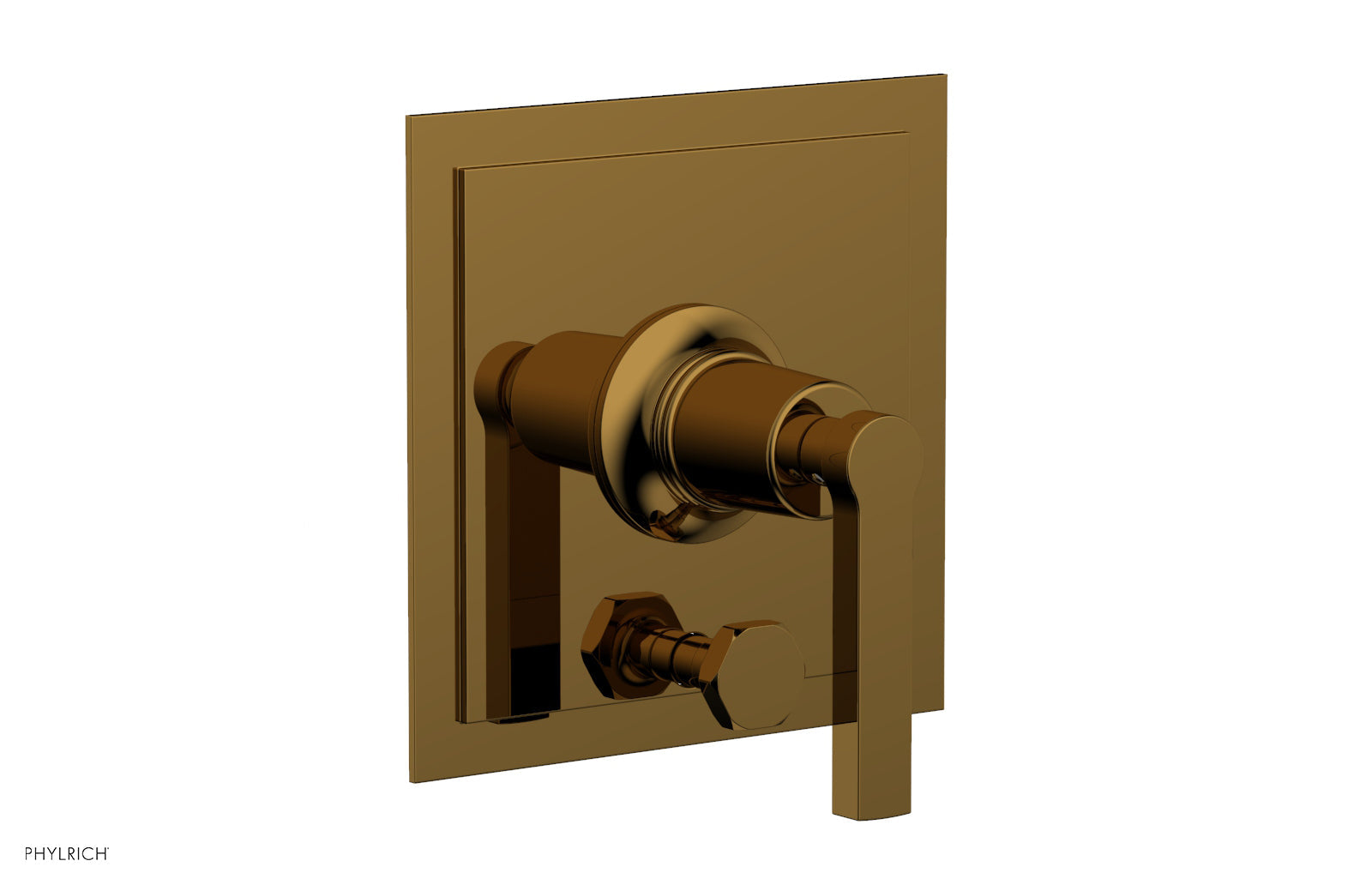 Phylrich HEX MODERN Pressure Balance Shower Plate with Diverter and Handle Trim Set by Phylrich