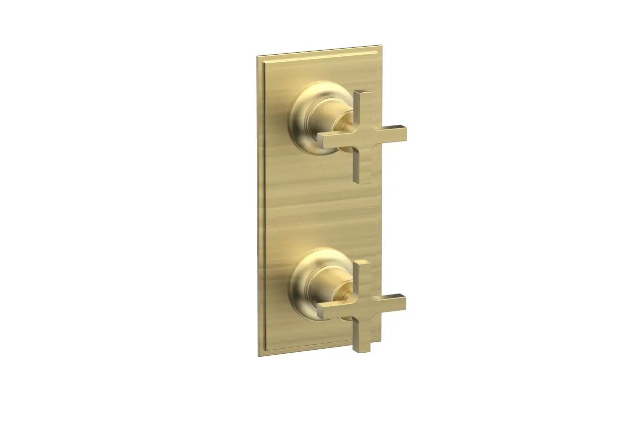 Phylrich HEX MODERN Cross Handle Pair Trim Set for Thermostatic Control with Volume Control or Diverter by Phylrich