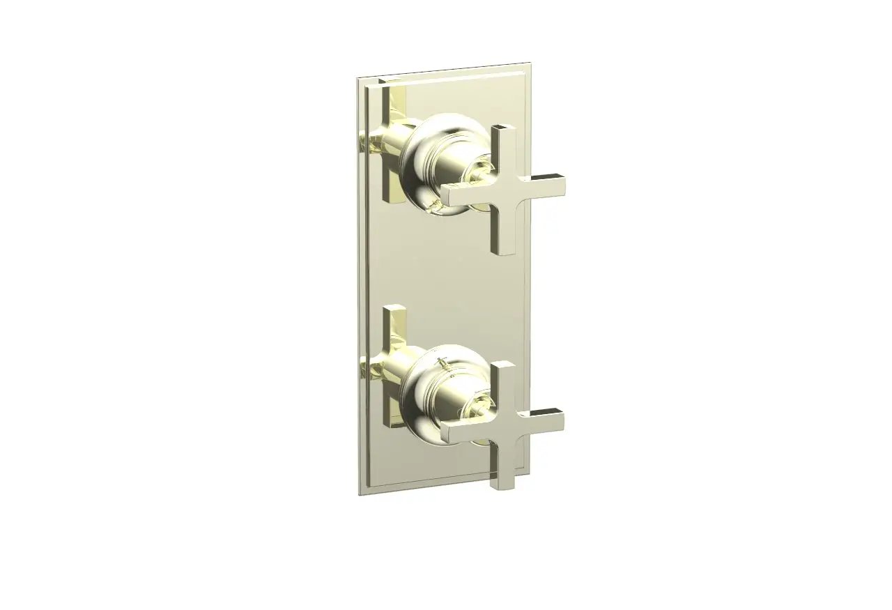 Phylrich HEX MODERN Cross Handle Pair Trim Set for Thermostatic Control with Volume Control or Diverter by Phylrich