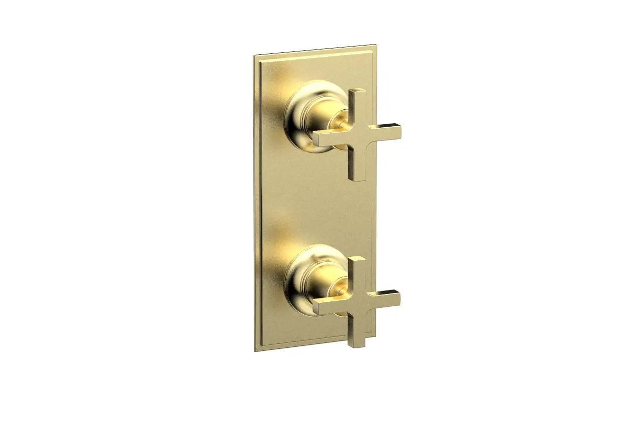 Phylrich HEX MODERN Cross Handle Pair Trim Set for Thermostatic Control with Volume Control or Diverter by Phylrich