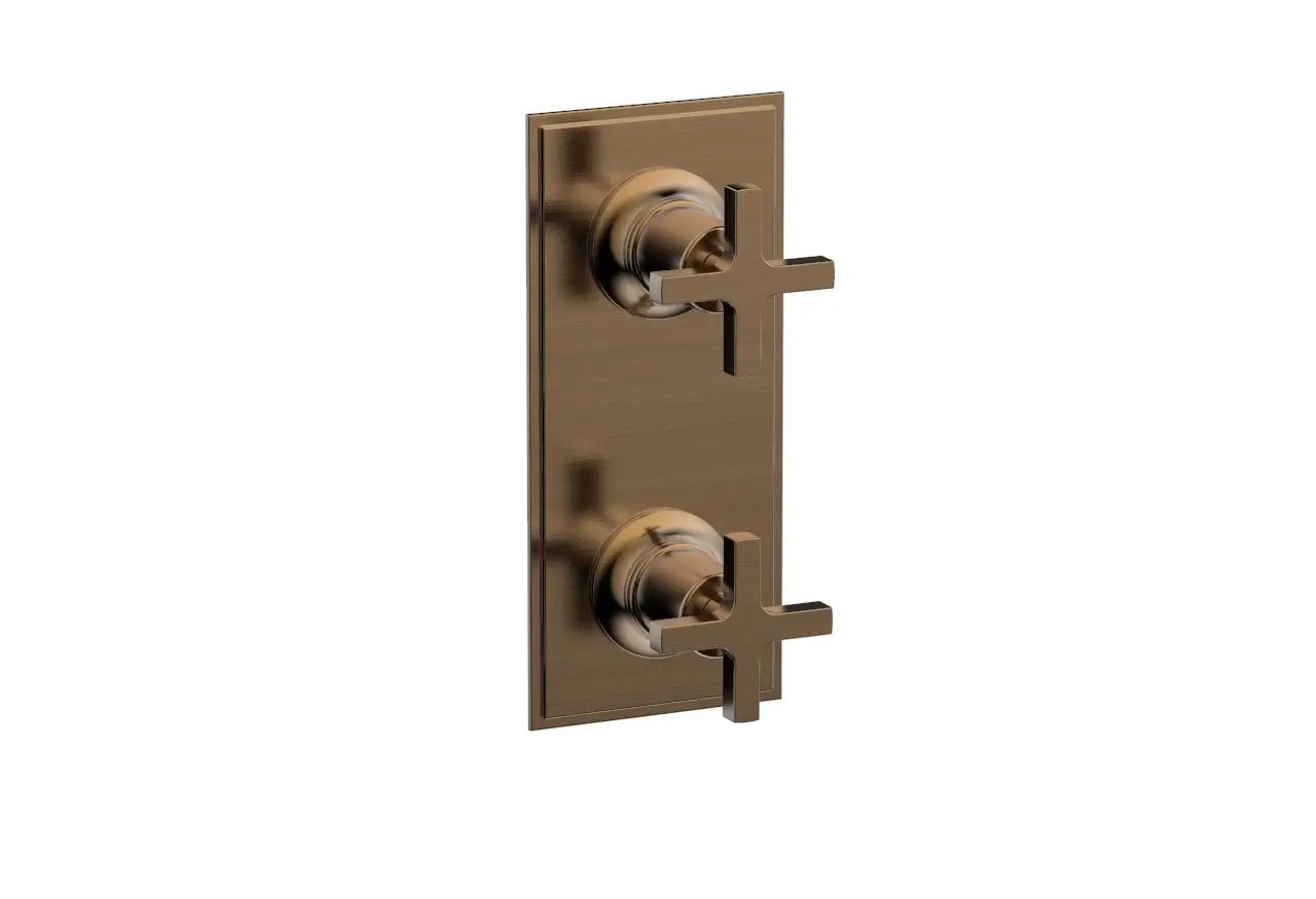 Phylrich HEX MODERN Cross Handle Pair Trim Set for Thermostatic Control with Volume Control or Diverter by Phylrich